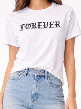 New Yours Truly by Phora "Forever" Short Sleeve T-Shirt Size M